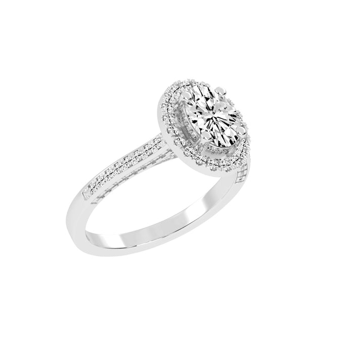 Affiancea Halo Oval Cut Engagement Lab Diamond Ring