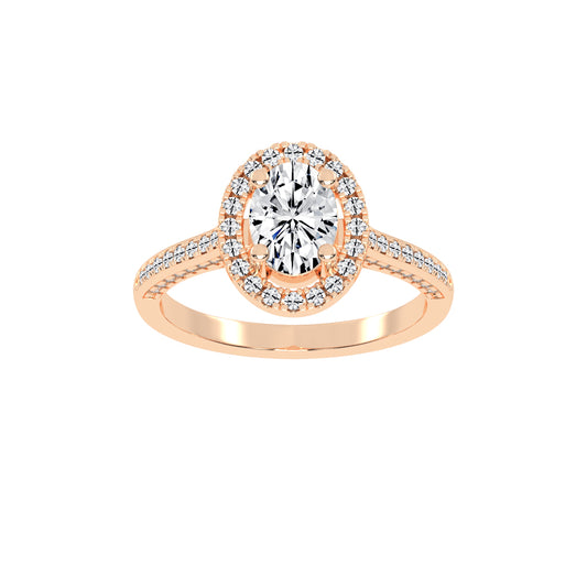Affiancea Halo Oval Cut Engagement Lab Diamond Ring