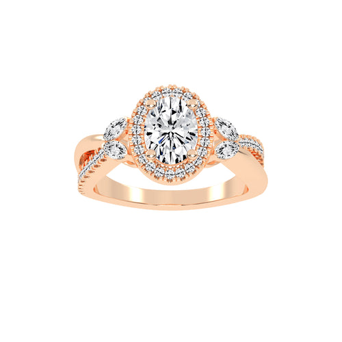 Auraleen Split Shank Oval Cut Classic Lab Diamond Ring