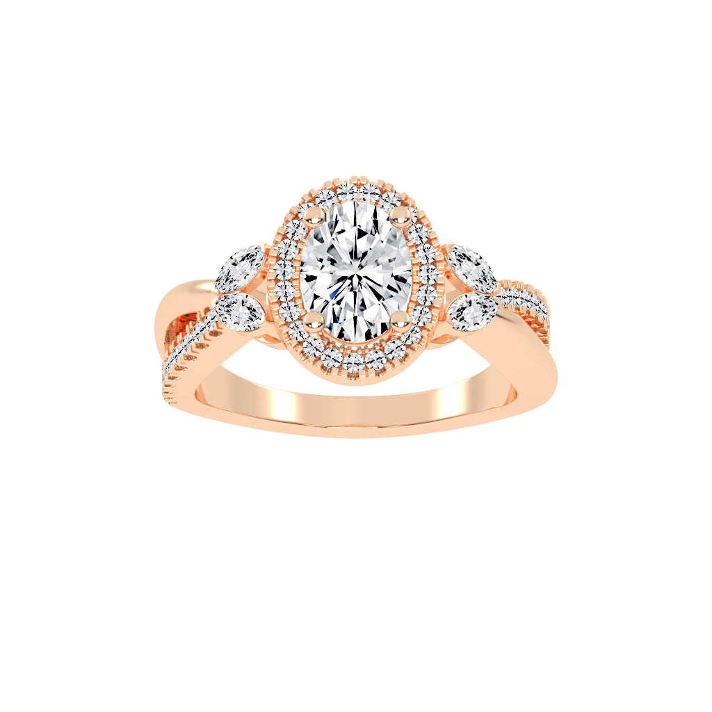 Auraleen Split Shank Oval Cut Classic Lab Diamond Ring