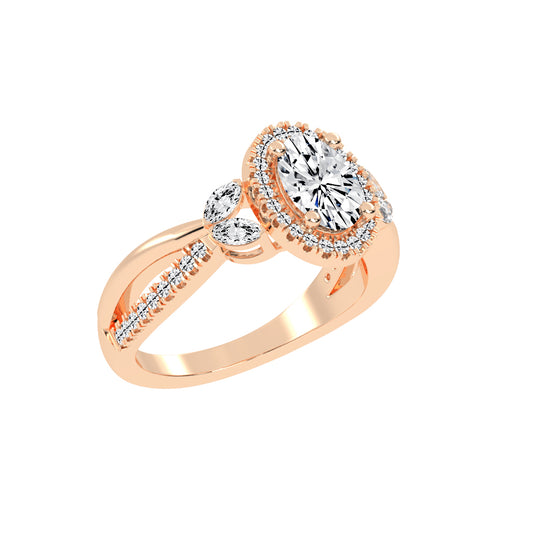Auraleen Split Shank Oval Cut Classic Lab Diamond Ring