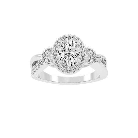 Auraleen Split Shank Oval Cut Classic Lab Diamond Ring