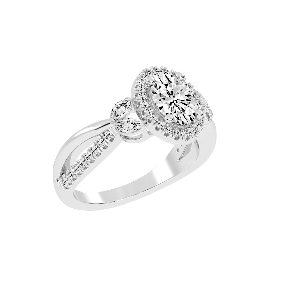 Auraleen Split Shank Oval Cut Classic Lab Diamond Ring