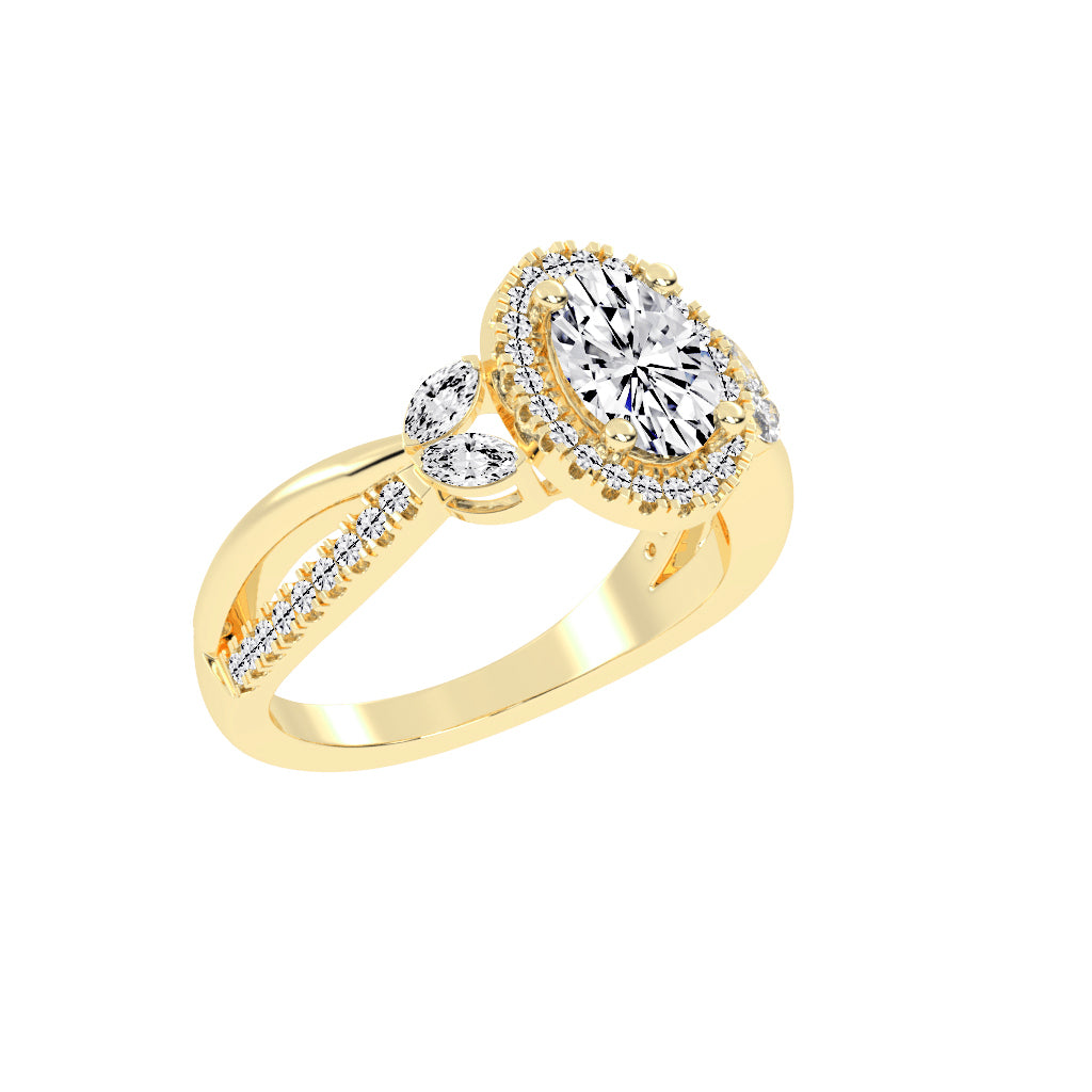 Auraleen Split Shank Oval Cut Classic Lab Diamond Ring