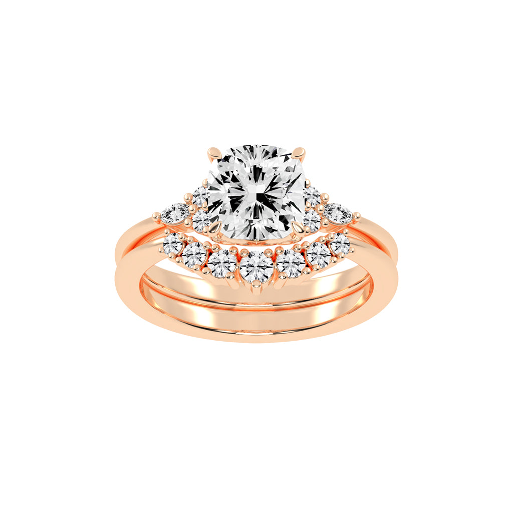 Radiastre Cushion Cut Side Stone Lab Diamond Ring