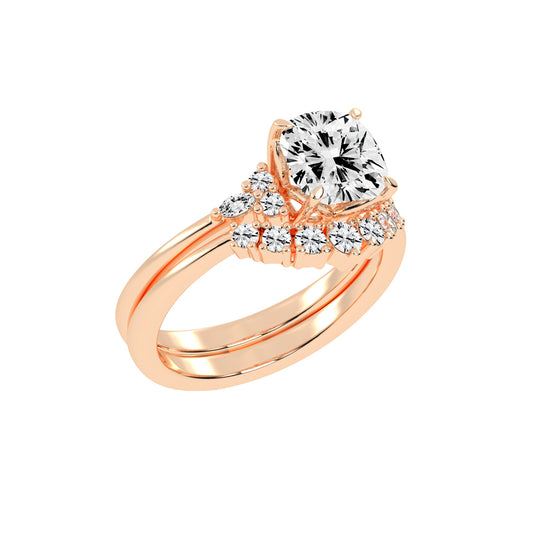 Radiastre Cushion Cut Side Stone Lab Diamond Ring