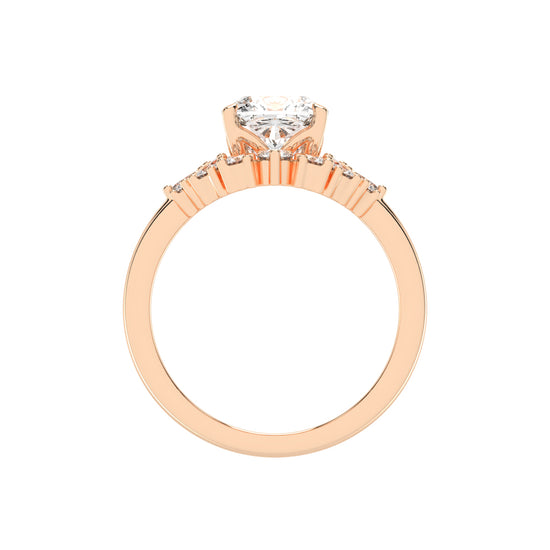 Radiastre Cushion Cut Side Stone Lab Diamond Ring