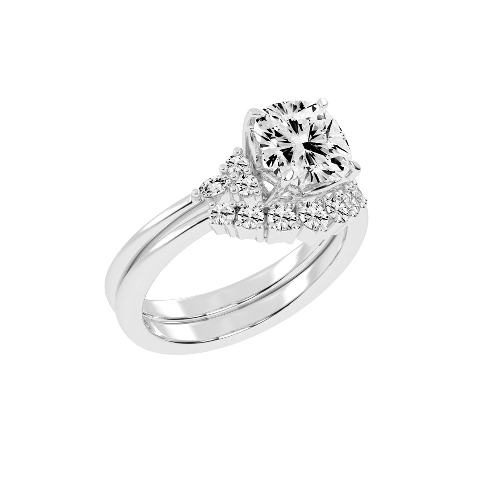Radiastre Cushion Cut Side Stone Lab Diamond Ring