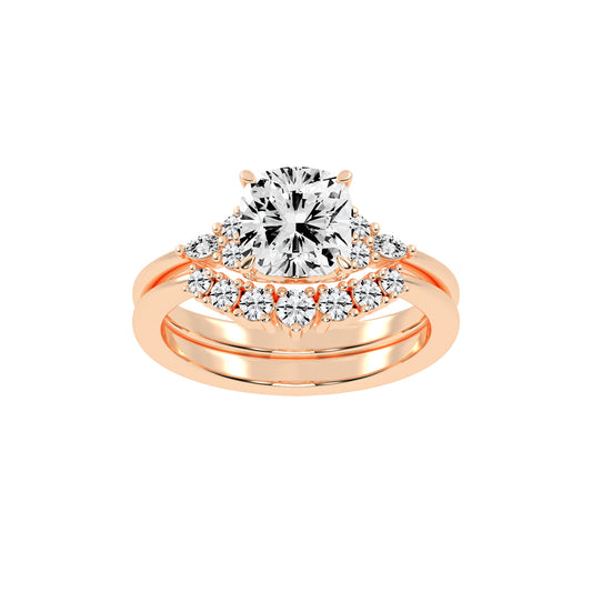 Radiastre Cushion Cut Side Stone Lab Diamond Ring