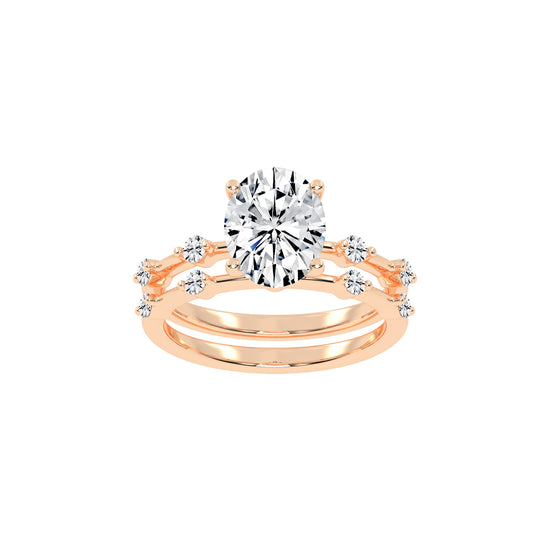 Sidenity Oval Cut Sides Stone Lab Diamond Ring