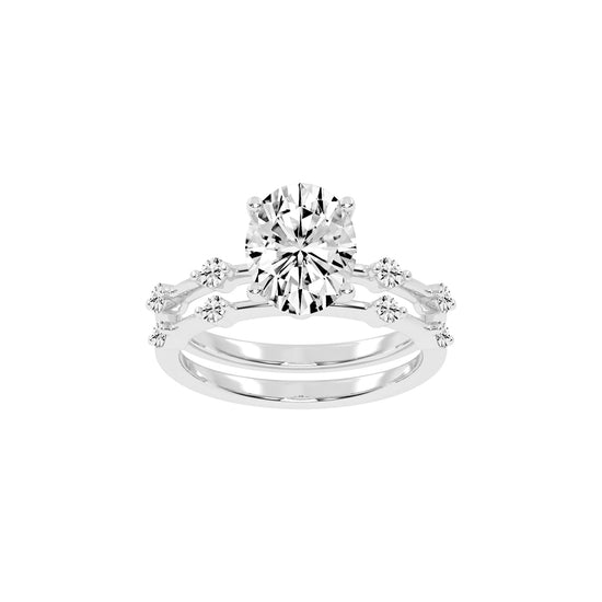 Sidenity Oval Cut Sides Stone Lab Diamond Ring