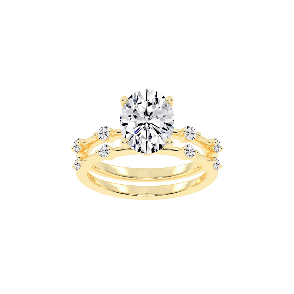 Sidenity Oval Cut Sides Stone Lab Diamond Ring