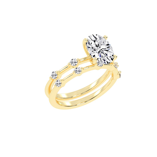Sidenity Oval Cut Sides Stone Lab Diamond Ring