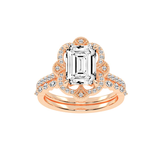 Purevya Two Shank Emerald Cut Lab Diamond Ring
