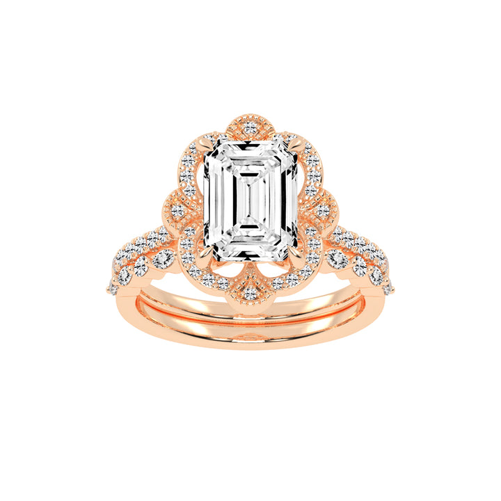 Purevya Two Shank Emerald Cut Lab Diamond Ring