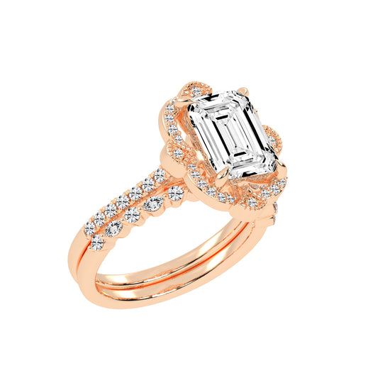 Purevya Two Shank Emerald Cut Lab Diamond Ring