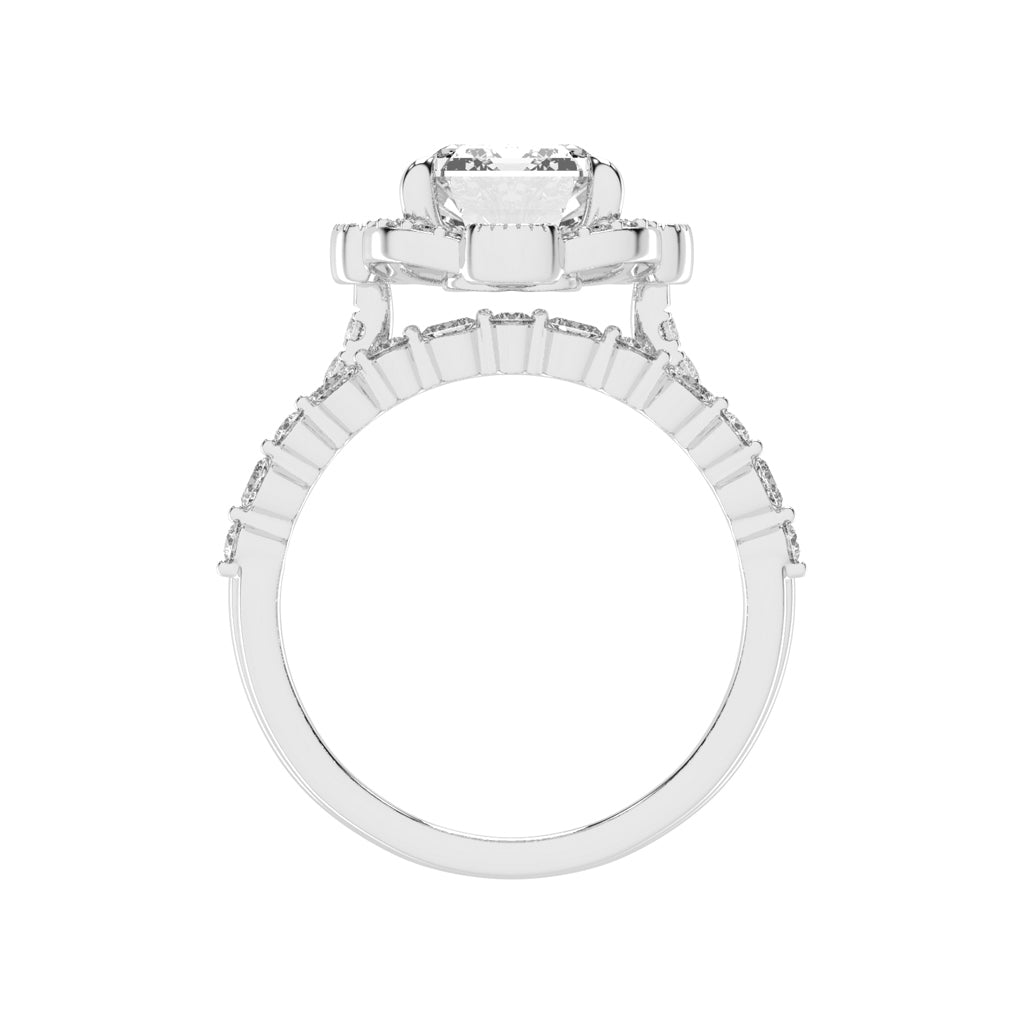 Purevya Two Shank Emerald Cut Lab Diamond Ring