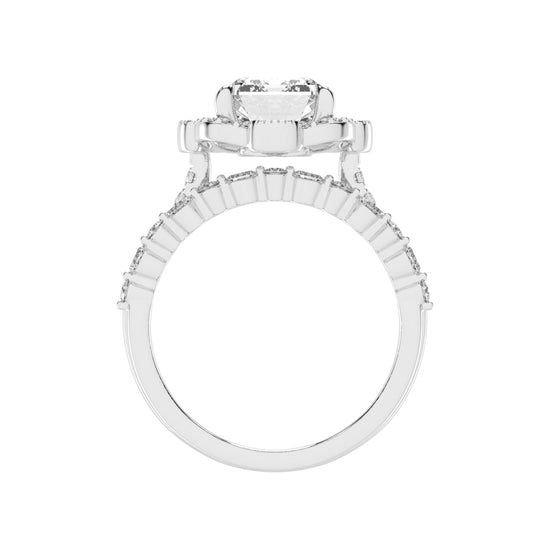 Purevya Two Shank Emerald Cut Lab Diamond Ring
