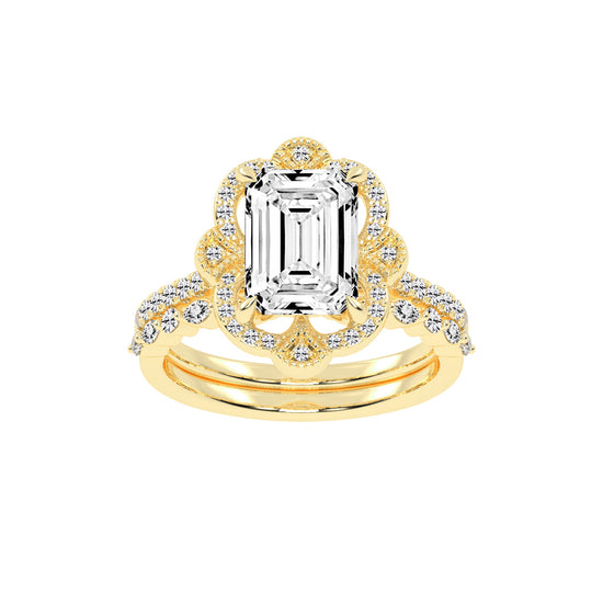 Purevya Two Shank Emerald Cut Lab Diamond Ring