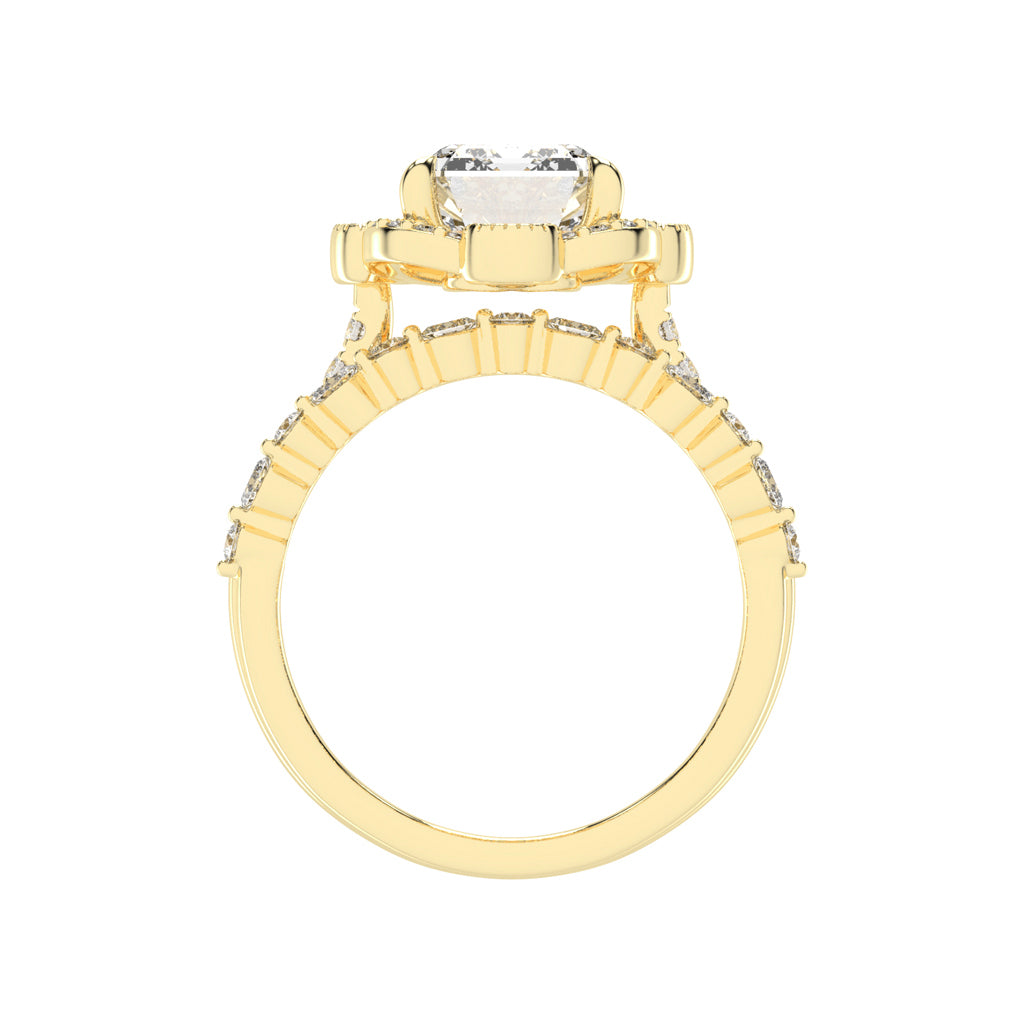 Purevya Two Shank Emerald Cut Lab Diamond Ring