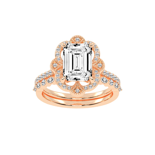 Purevya Two Shank Emerald Cut Lab Diamond Ring