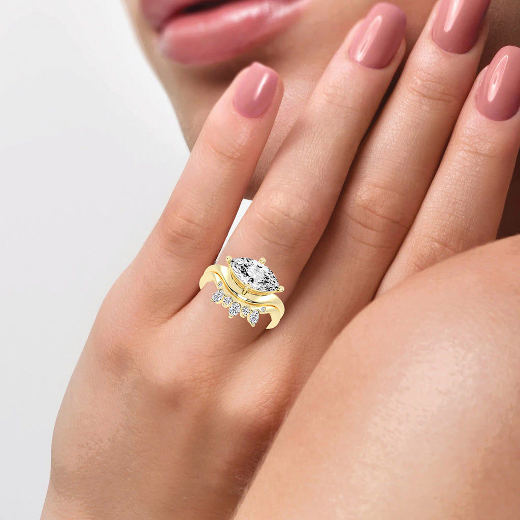 Veridia Thread Shank Marquise Cut Lab Diamond Ring