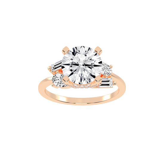 Quintara Tab Prong Round Cut Classic Lab Diamond Ring