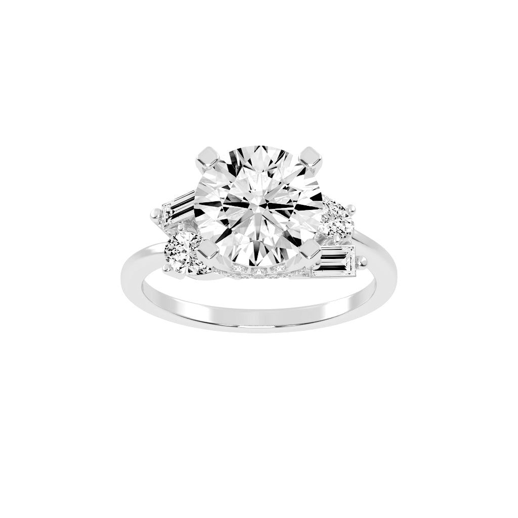 Quintara Tab Prong Round Cut Classic Lab Diamond Ring