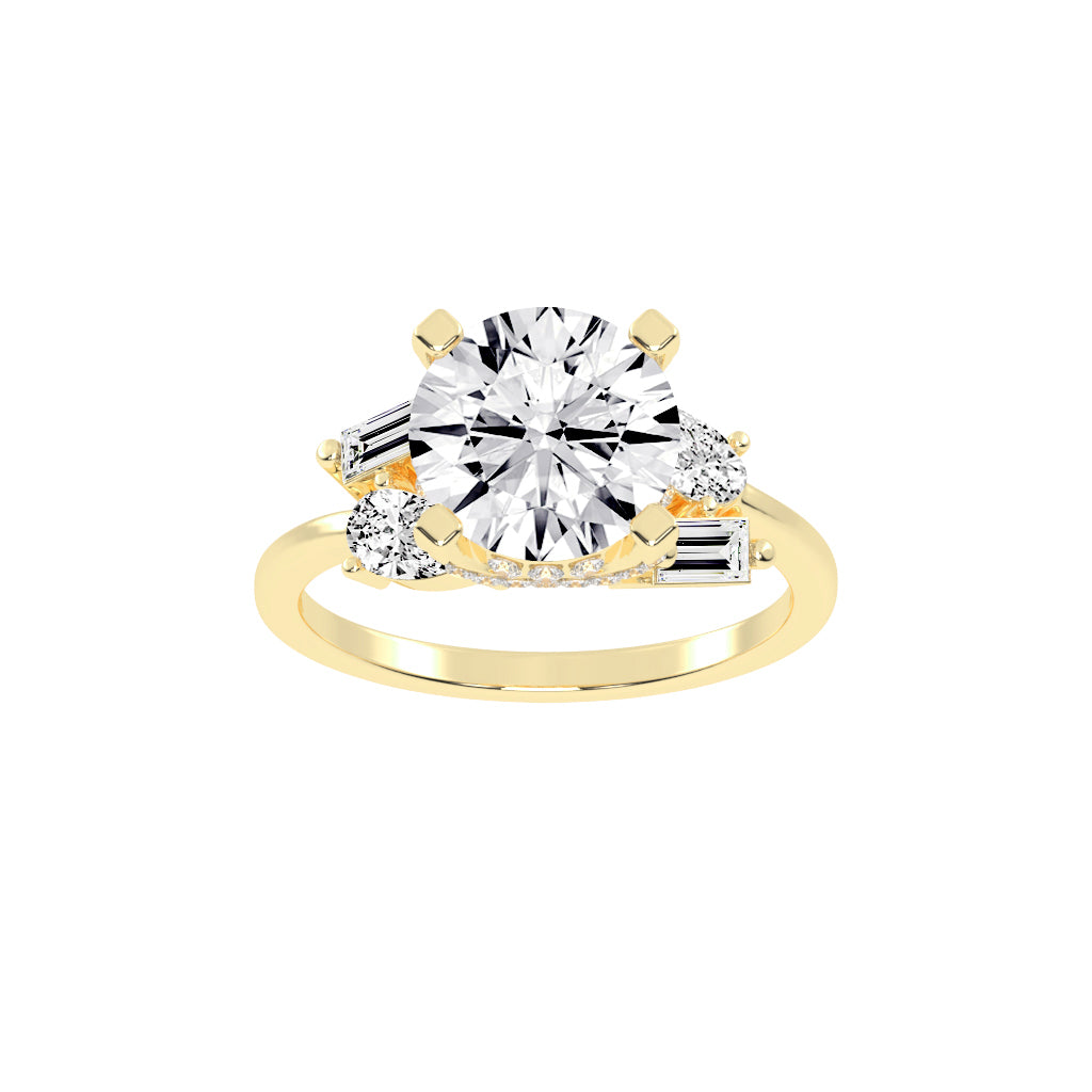Quintara Tab Prong Round Cut Classic Lab Diamond Ring