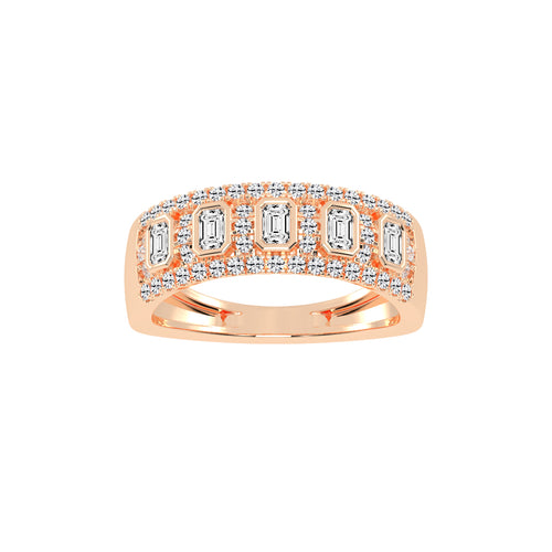 Oralune Bezel Set Emerald Cut Eternity Lab Diamond Ring