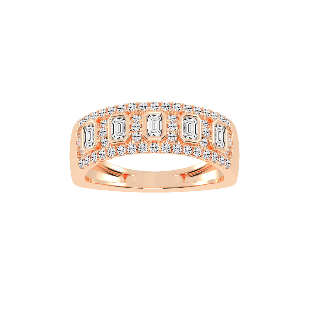 Oralune Bezel Set Emerald Cut Eternity Lab Diamond Ring