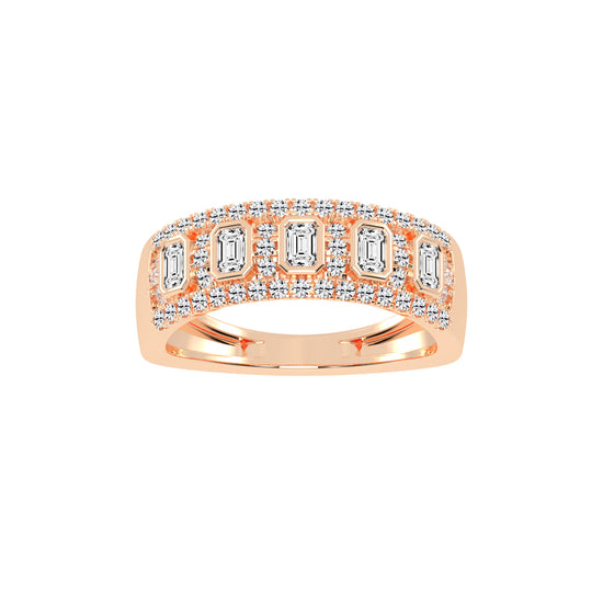 Oralune Bezel Set Emerald Cut Eternity Lab Diamond Ring
