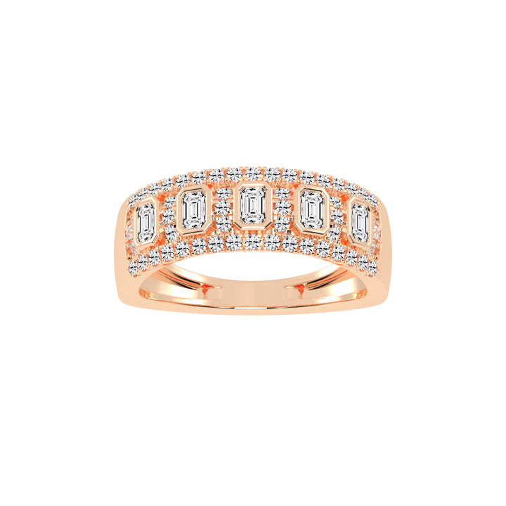 Oralune Bezel Set Emerald Cut Eternity Lab Diamond Ring