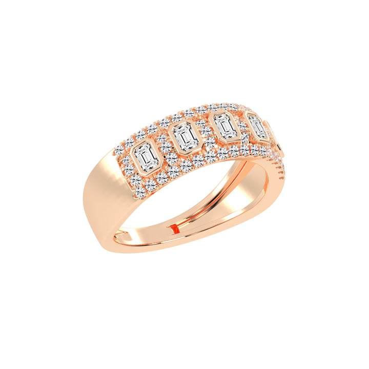 Oralune Bezel Set Emerald Cut Eternity Lab Diamond Ring