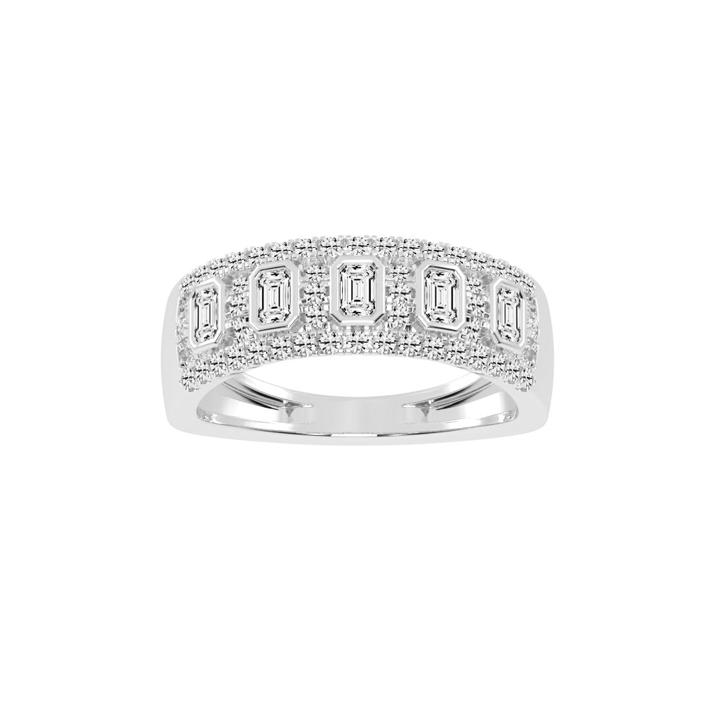 Oralune Bezel Set Emerald Cut Eternity Lab Diamond Ring