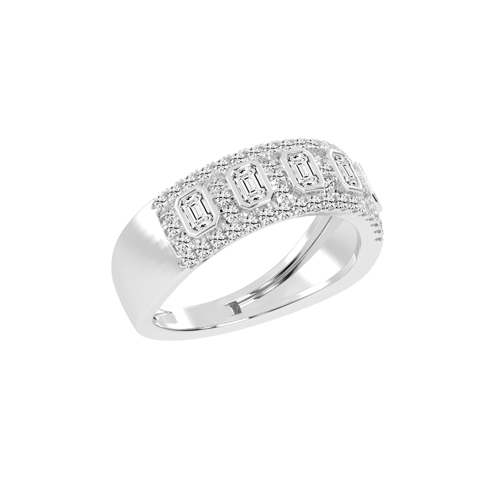 Oralune Bezel Set Emerald Cut Eternity Lab Diamond Ring