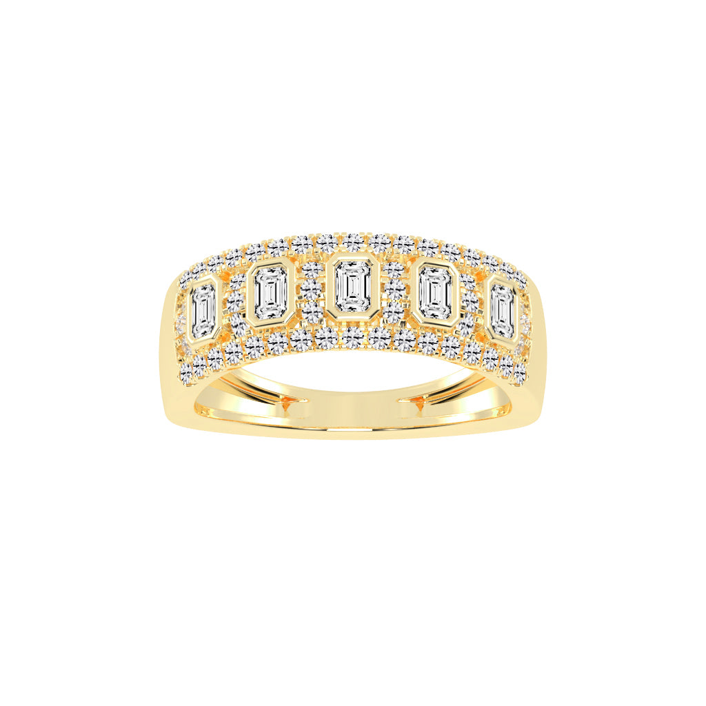 Oralune Bezel Set Emerald Cut Eternity Lab Diamond Ring