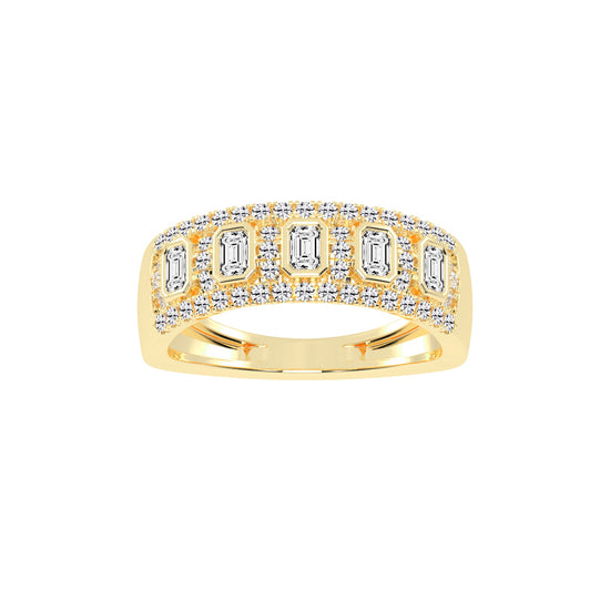 Oralune Bezel Set Emerald Cut Eternity Lab Diamond Ring