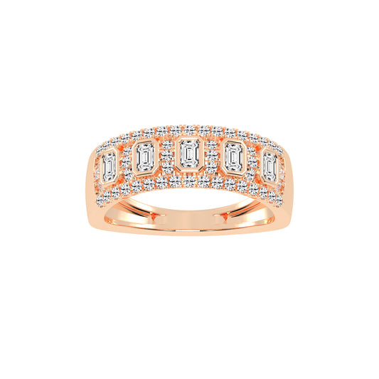 Oralune Bezel Set Emerald Cut Eternity Lab Diamond Ring