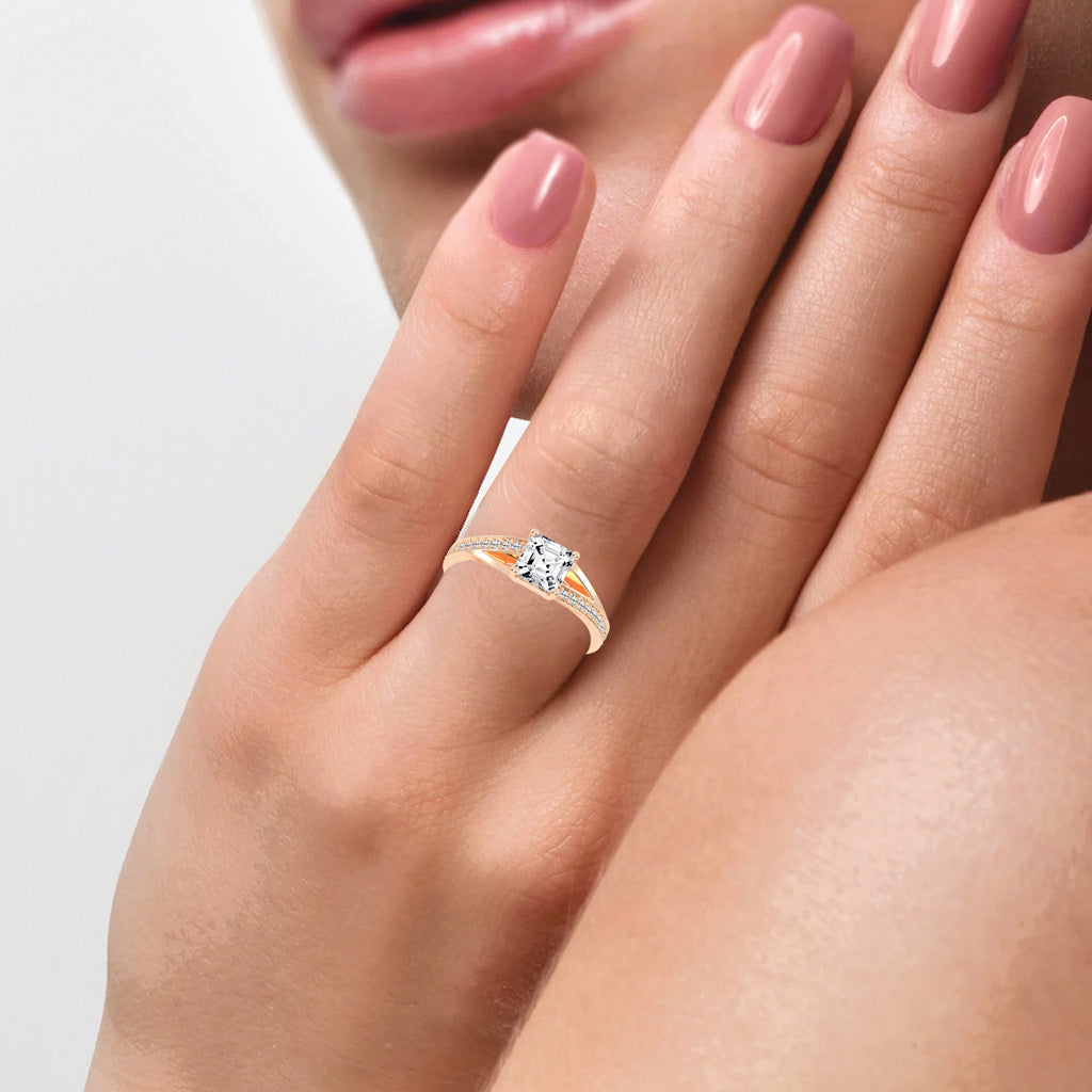 Diavesta Split Shank Asscher Cut Classic Lab Diamond Ring
