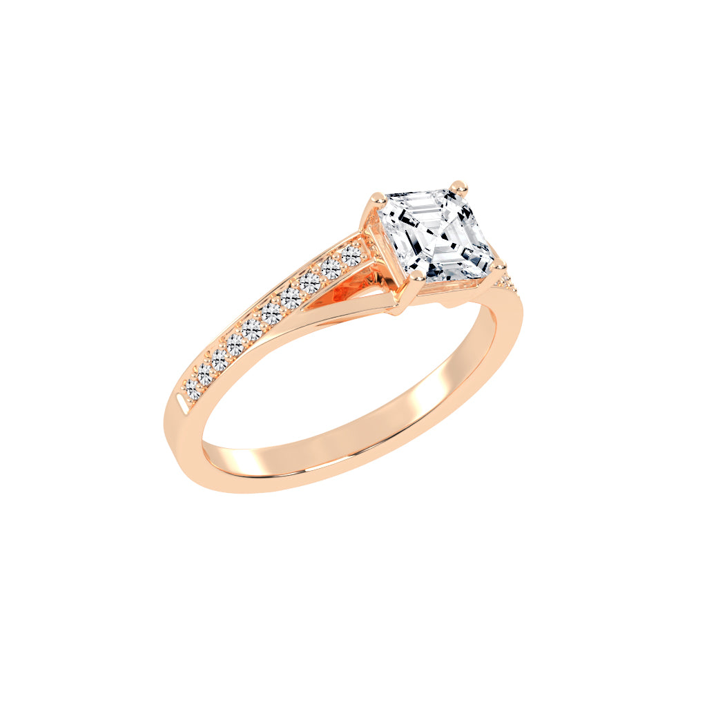Diavesta Split Shank Asscher Cut Classic Lab Diamond Ring