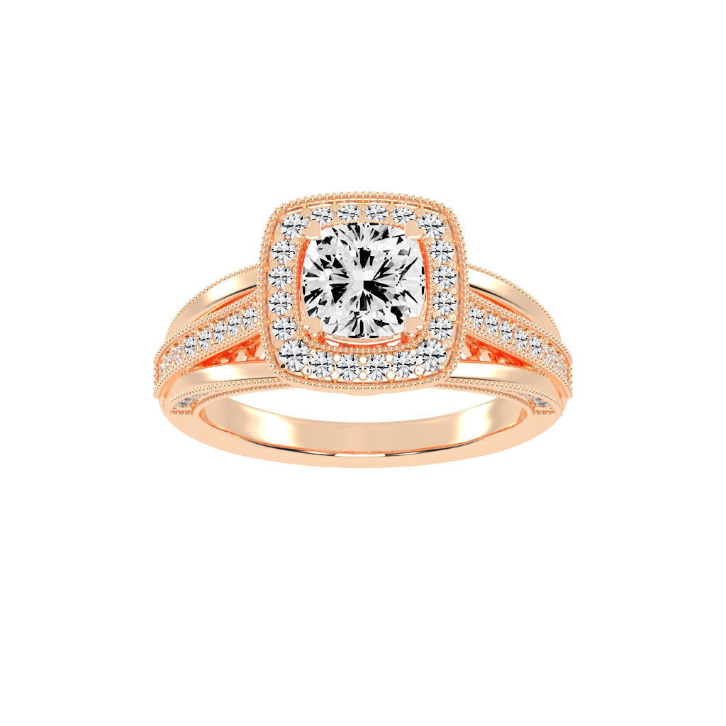 Haliora Bridge Accent Split Shank Halo Lab Diamond Ring