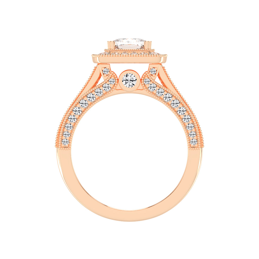 Haliora Bridge Accent Split Shank Halo Lab Diamond Ring