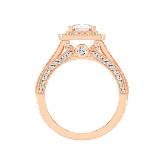 Haliora Bridge Accent Split Shank Halo Lab Diamond Ring