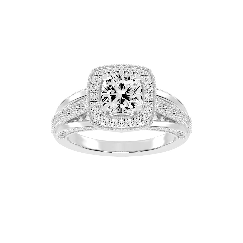 Haliora Bridge Accent Split Shank Halo Lab Diamond Ring
