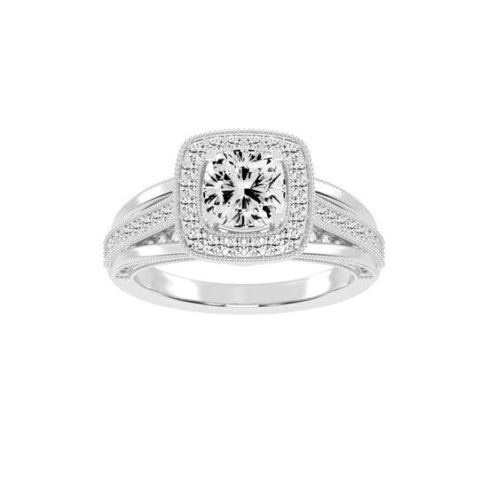 Haliora Bridge Accent Split Shank Halo Lab Diamond Ring