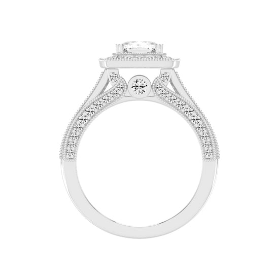 Haliora Bridge Accent Split Shank Halo Lab Diamond Ring