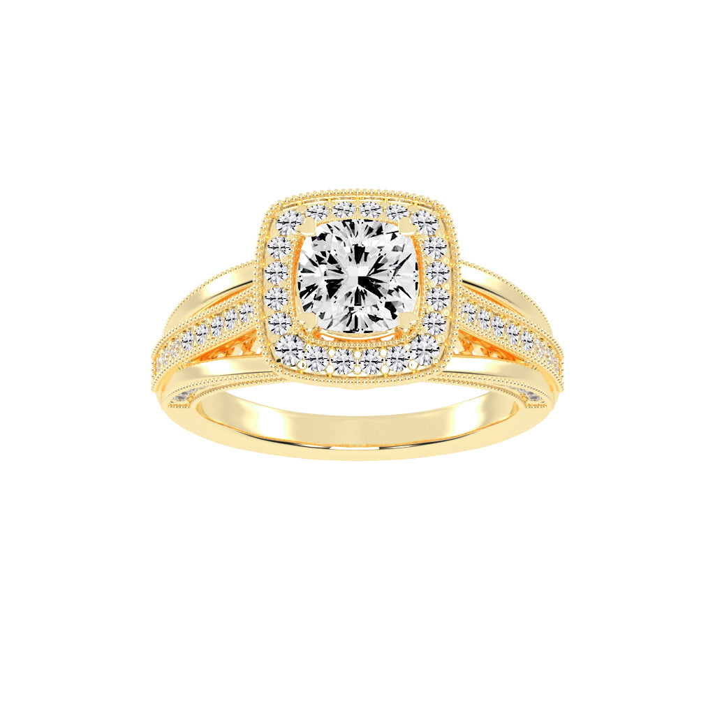 Haliora Bridge Accent Split Shank Halo Lab Diamond Ring