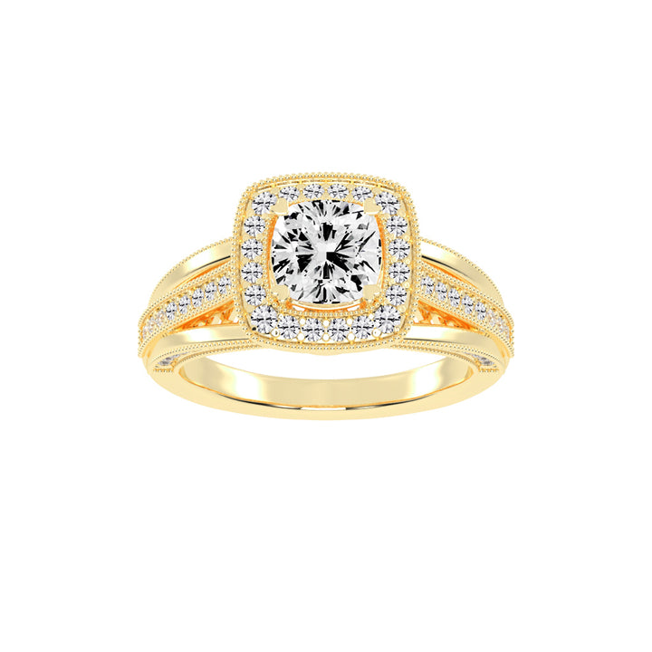 Haliora Bridge Accent Split Shank Halo Lab Diamond Ring