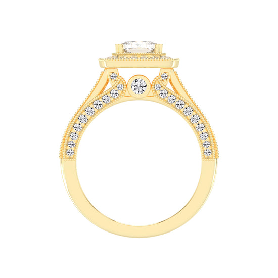 Haliora Bridge Accent Split Shank Halo Lab Diamond Ring